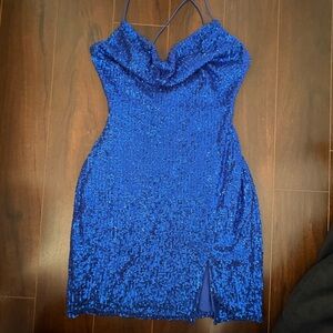 Elegant Blue Sequin Dress
